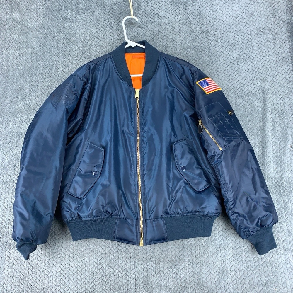 Rothco MA-1 Flight Jacket Mens Medium  Ultra Force Blue Flag‎